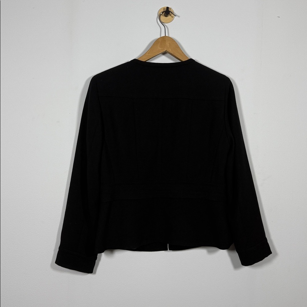 Anne Klein Womens Black Silk Blazer Size 8 Round‎ Neck Minimalist Classic Fall - Picture 5 of 13